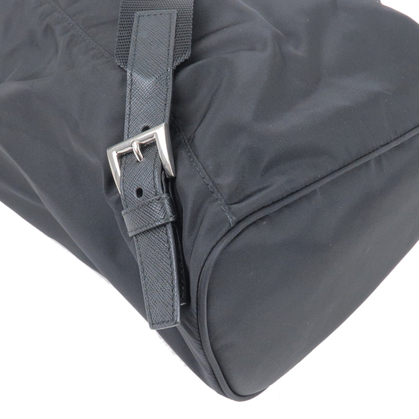 PRADA Logo Nylon Leather Back Pack Ruck Sack NERO Black
