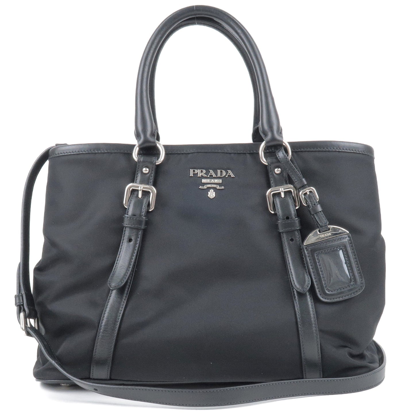 PRADA-Nylon-Leather-2Way-Hand-Bag-Shoulder-Bag-NERO-Black-1BA832