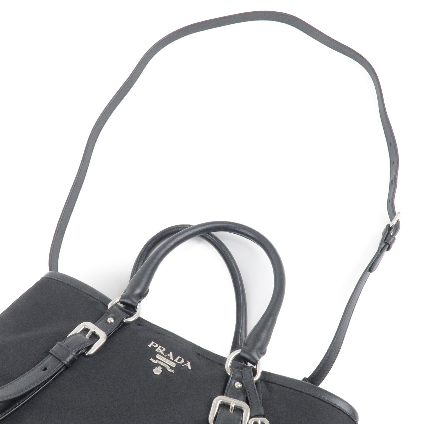 PRADA Nylon Leather 2Way Hand Bag Shoulder Bag NERO Black 1BA832