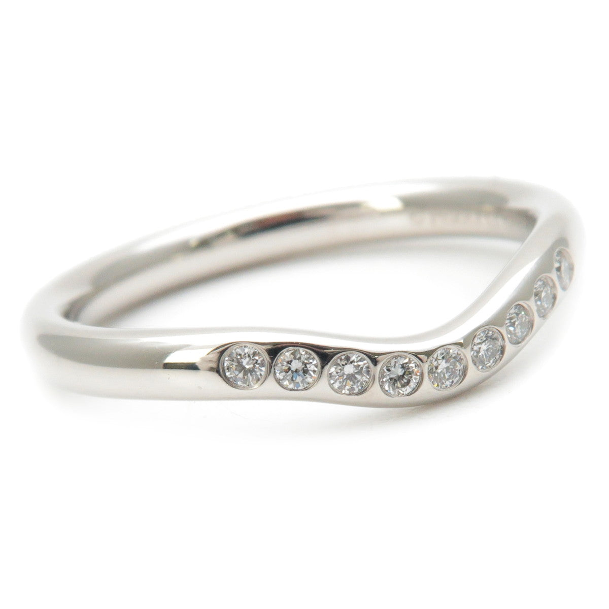 Tiffany&Co. Curved Band Ring 9P Diamond Platinum US5 EU49