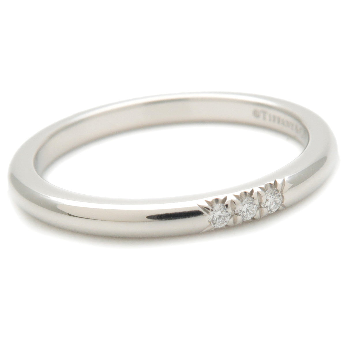 Tiffany&Co. Classic Band 3P Diamond Ring PT950 US5-5.5 EU50