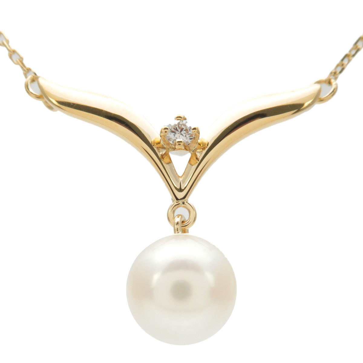 MIKIMOTO-Pearl-Diamond-Necklace-K18YG-750YG-Yellow-Gold