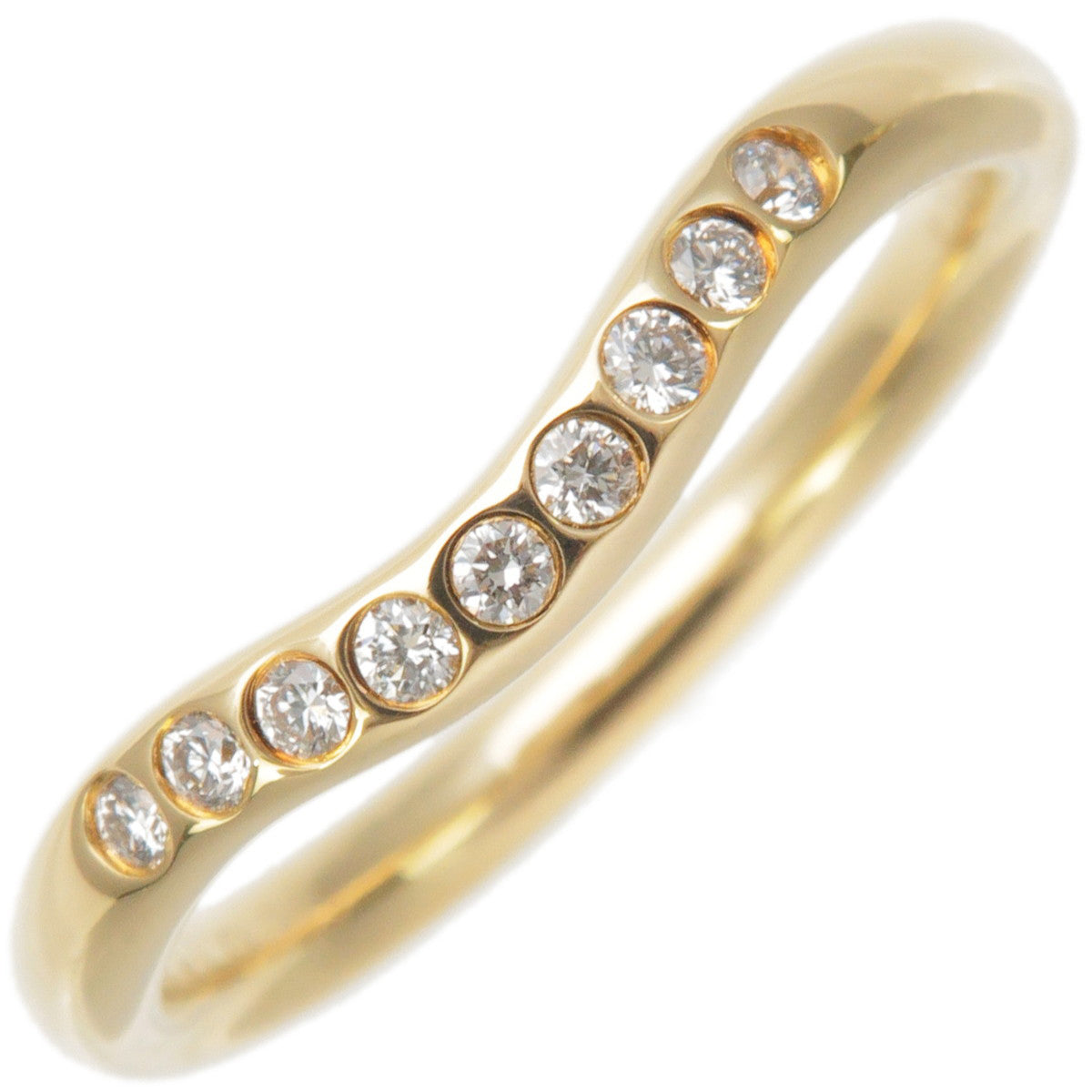 Tiffany&Co. Curved Band Ring 9P Diamond K18YG US4 EU47