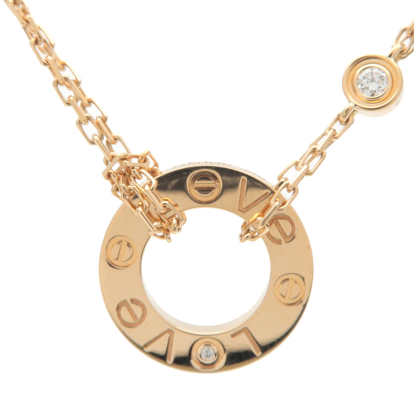 Cartier-Love-Circle-2P-Diamond-Necklace-K18-750YG-Yellow-Gold