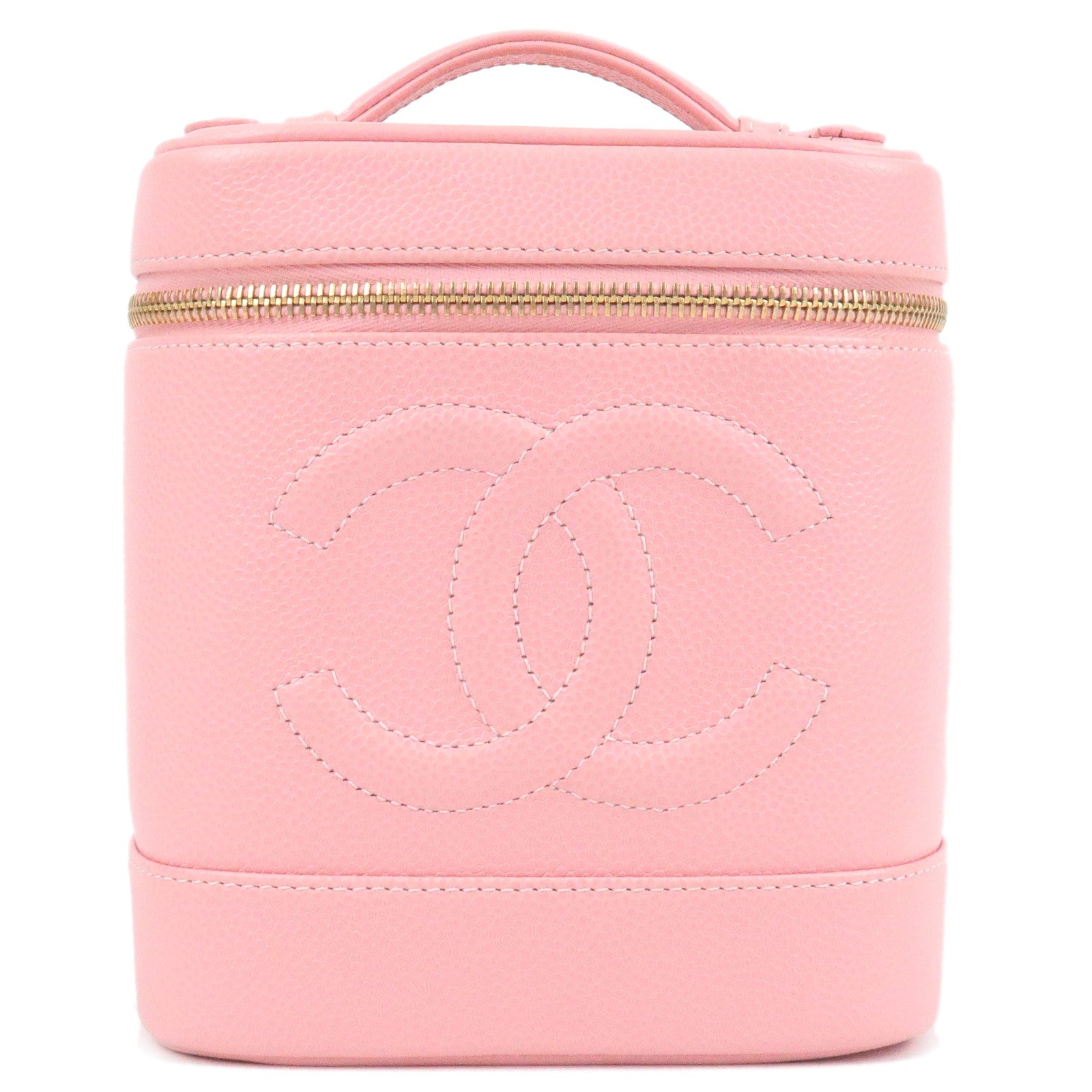 CHANEL-Caviar-Skin-Vanity-Bag-Hand-Bag-Cosmetic-Pouch-Pink-A01998