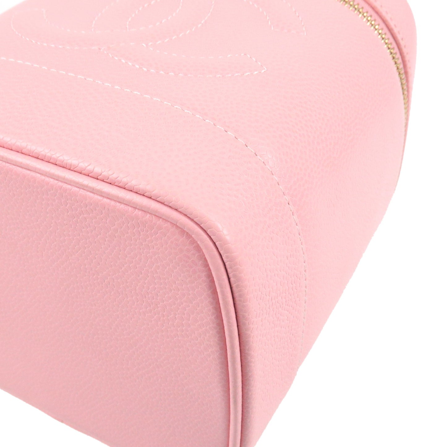 CHANEL Caviar Skin Vanity Bag Hand Bag Cosmetic Pouch Pink A01998