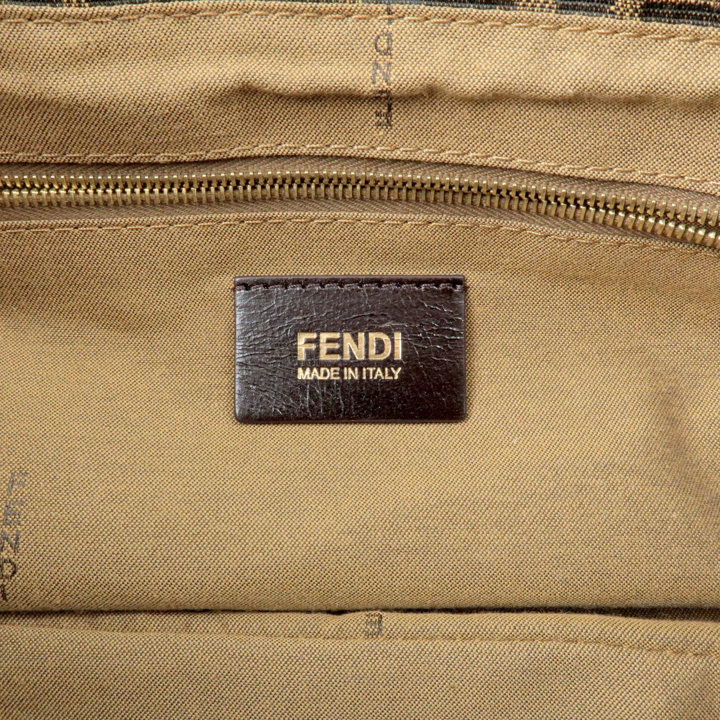 FENDI Zucca Canvas Leather Shoulder Bag Khaki Brown 8BR436