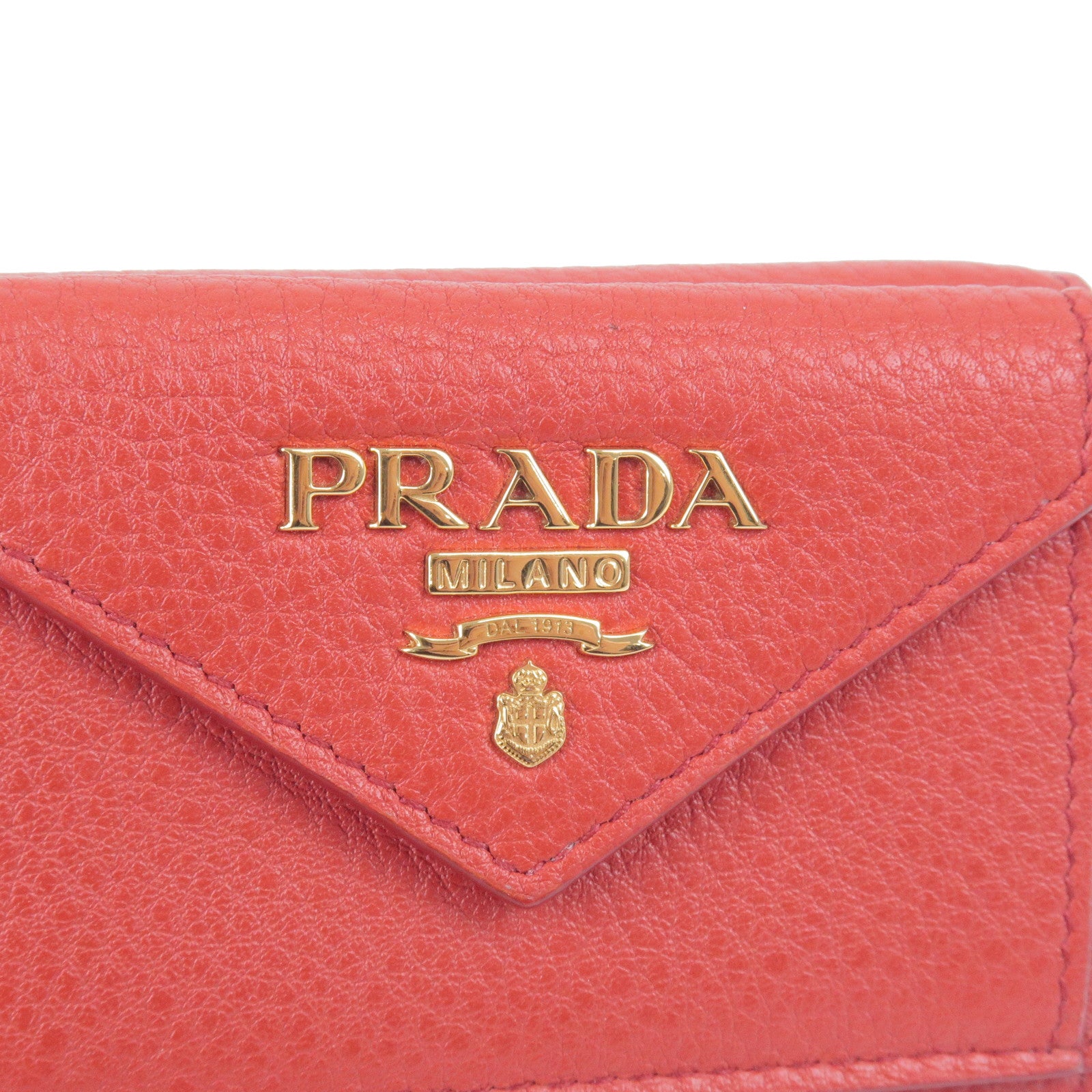 PRADA-Leather-Trifold-Wallet-Coin-Case-ROSSO-Red-1MH021 – dct