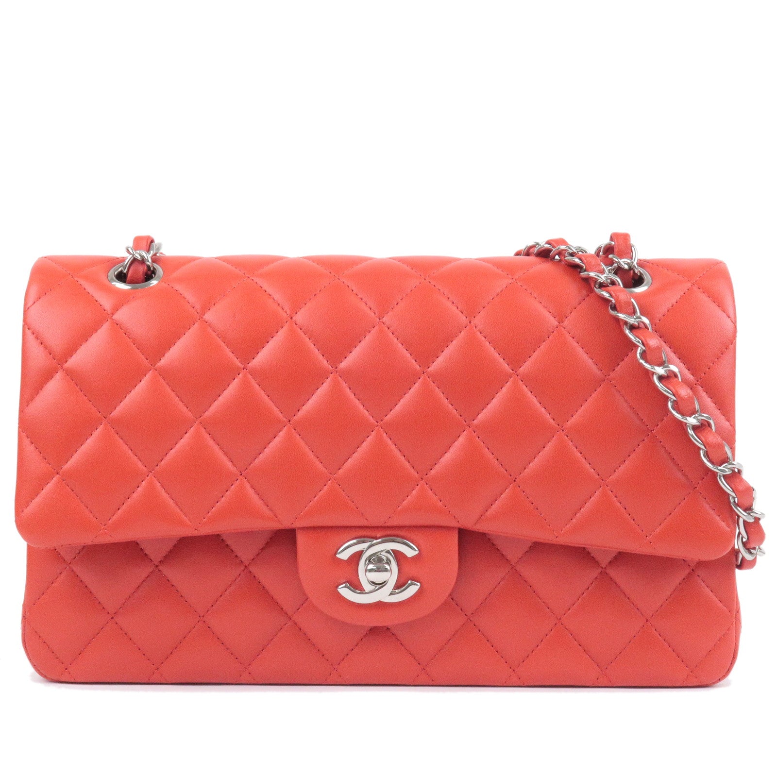 CHANEL-Matelasse-25-Lamb-Skin-Double-Flap-Chain-Shoulder-Bag-Red –  dct-ep_vintage luxury Store