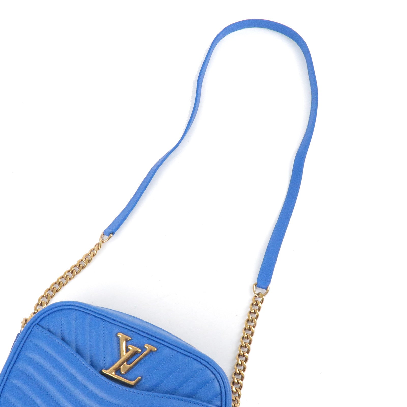 LOUIS VUITTON New Wave Quilted Leather Camera Shoulder Bag Light Blue