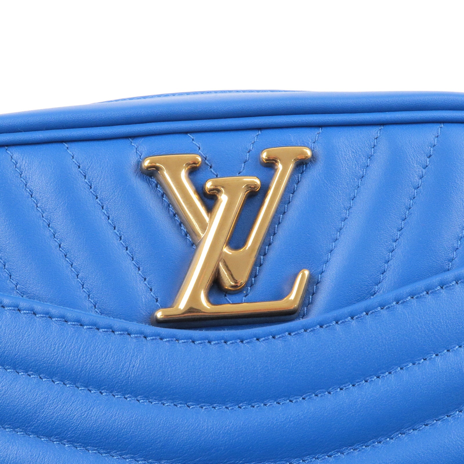 LOUIS VUITTON *New Wave* Camera Shoulder Bag Quilted BLUE Leather