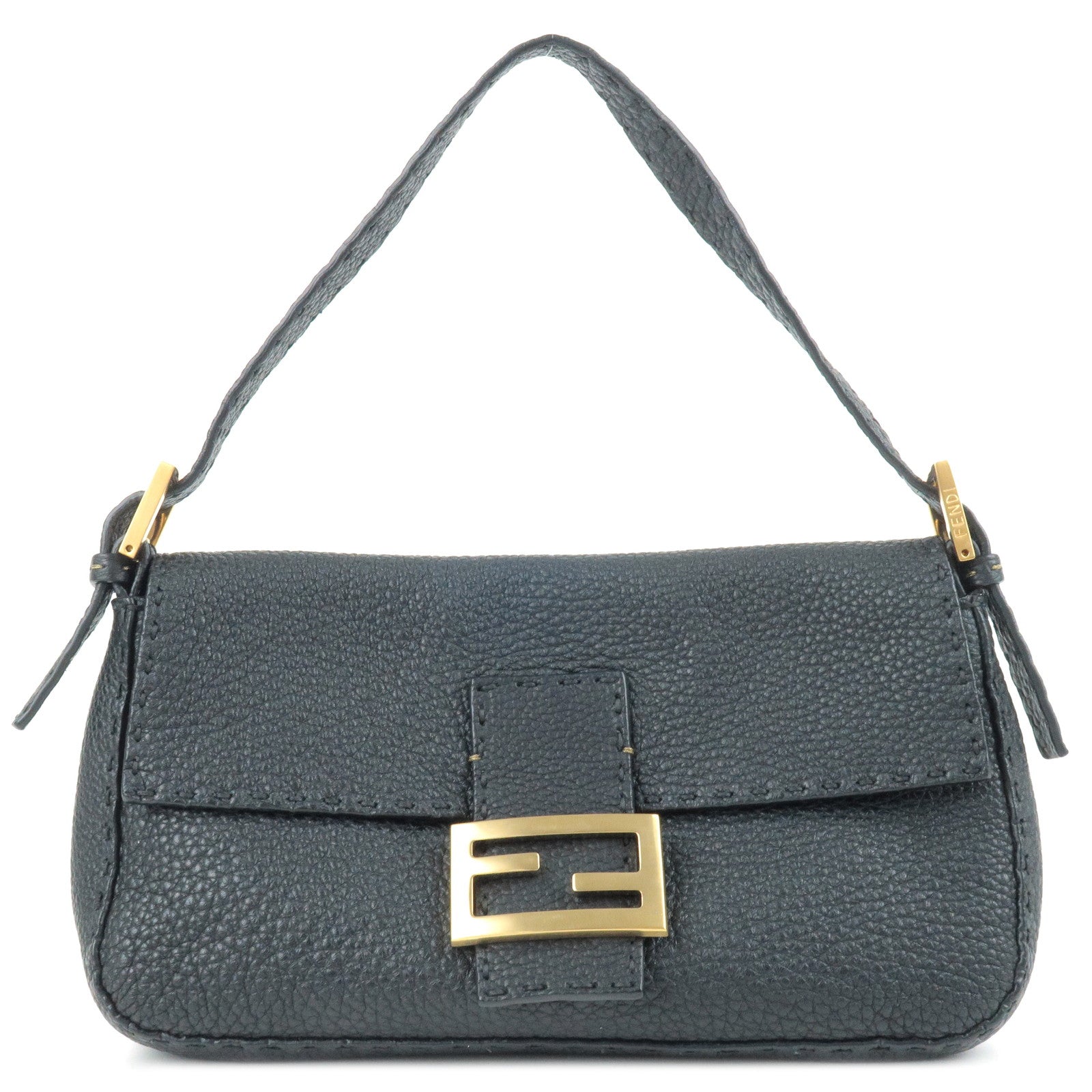 -FENDI-Selleria-Mamma-Baguette-Leather-Shoulder-Bag-Black-8BR101