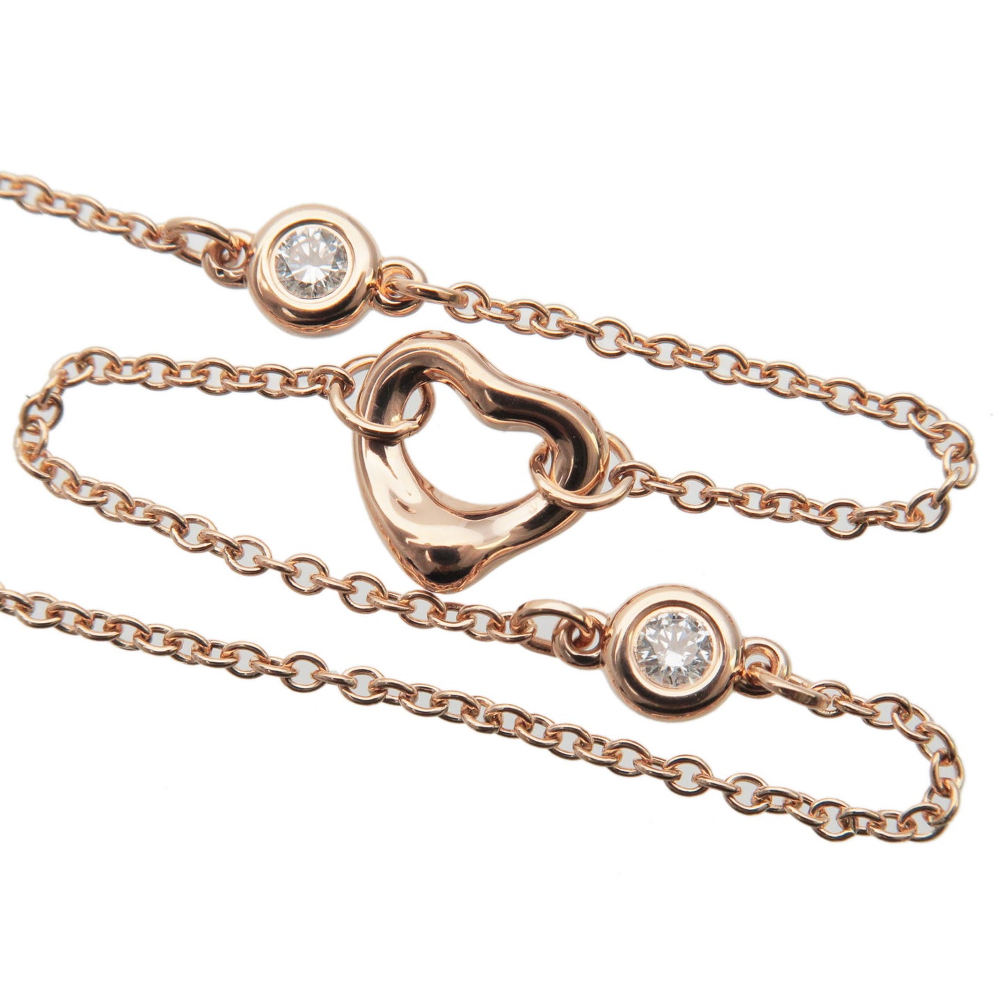 Tiffany&Co. By The Yard Open Heart 2P Diamond Bracelet Rose Gold