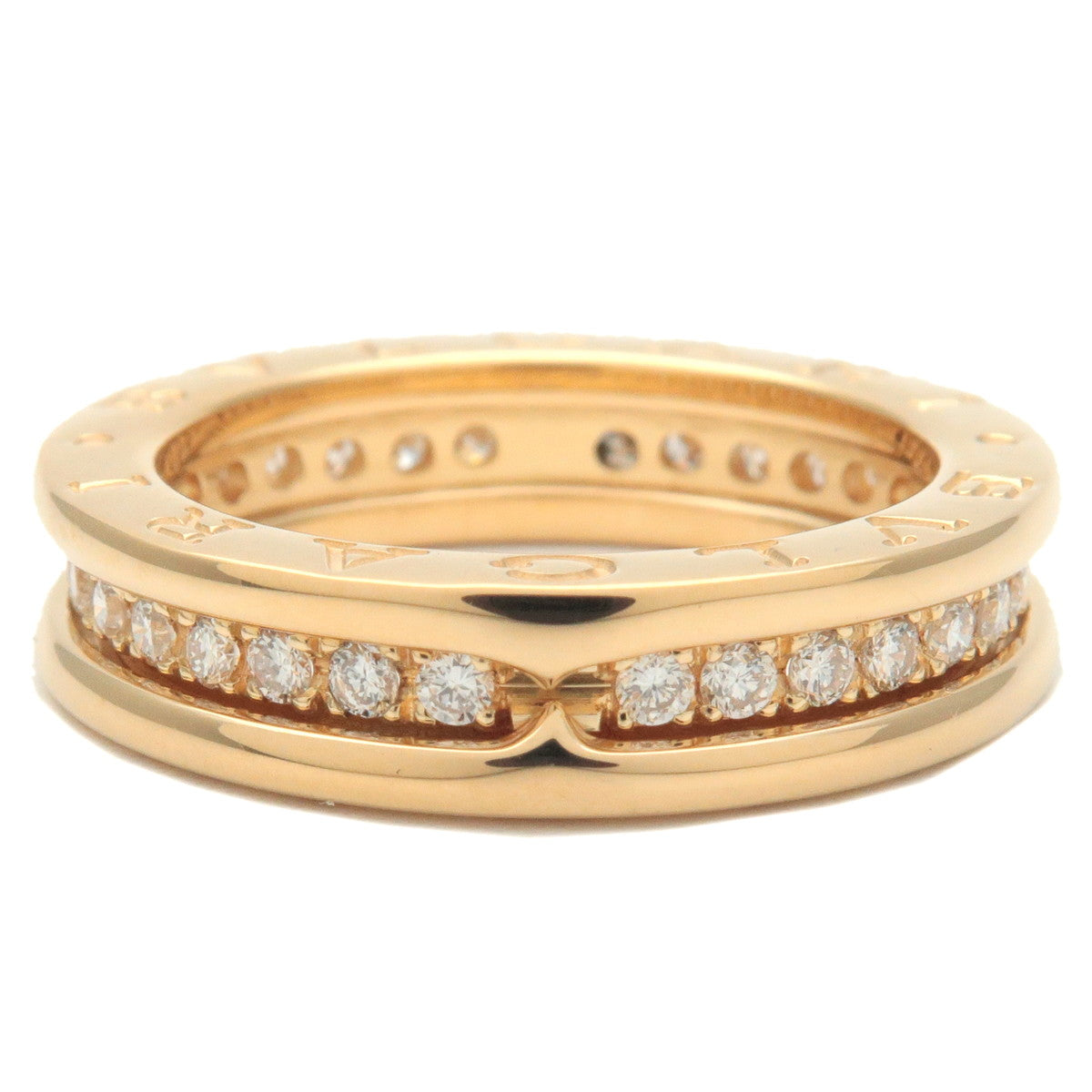 BVLGARI B-zero1 Full Diamond Ring XS K18YG Yellow Gold #51 US5.5