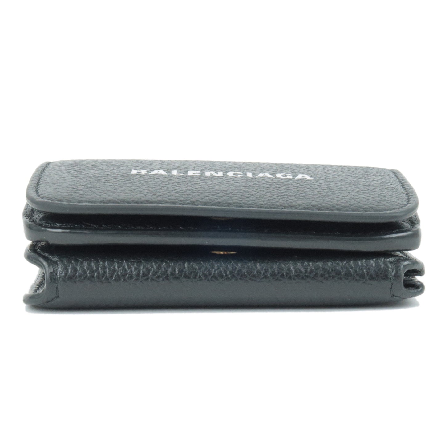 BALENCIAGA Leather Cash Mini Tri-Fold Mini Wallet Black 593813