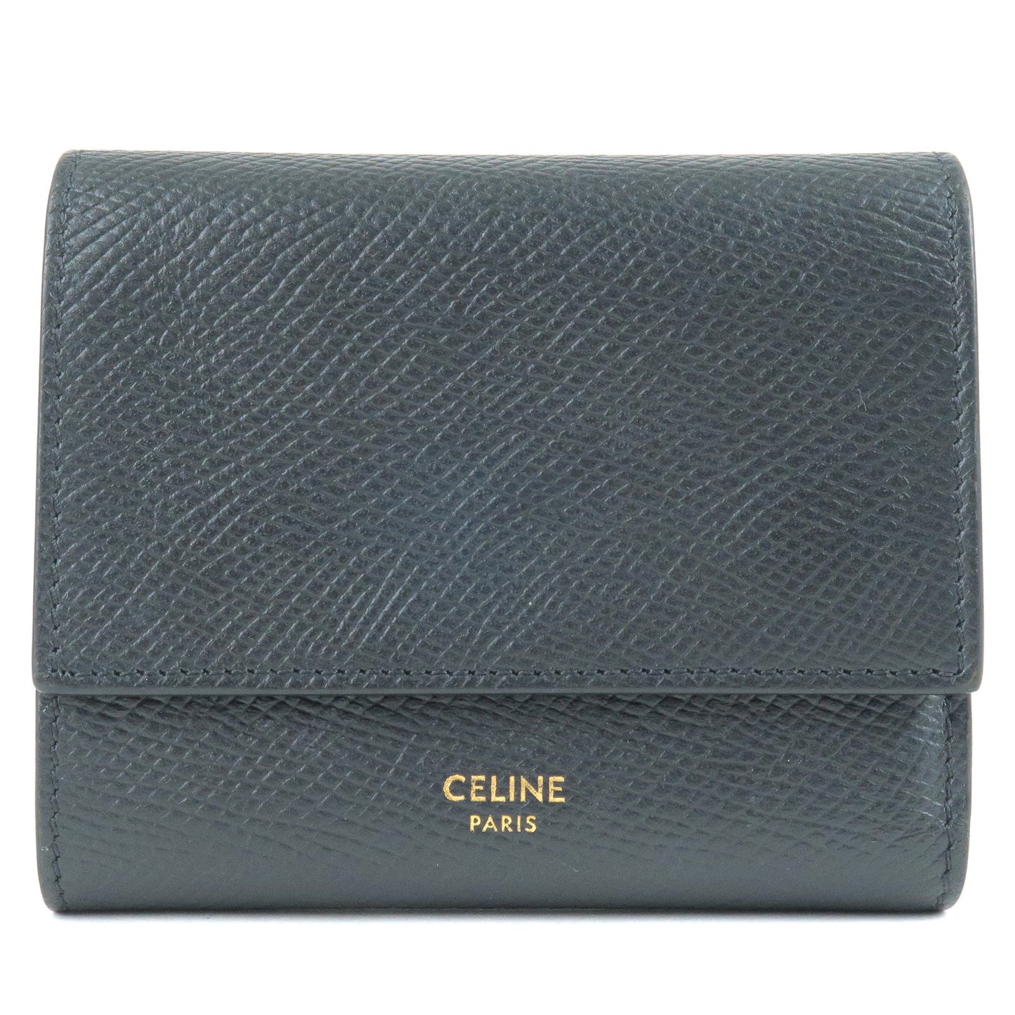 CELINE-Leather-Tri-Folded-Wallet-Small-Wallet-Black