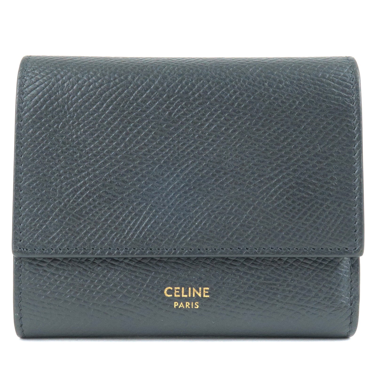 CELINE-Leather-Tri-Folded-Wallet-Small-Wallet-Black