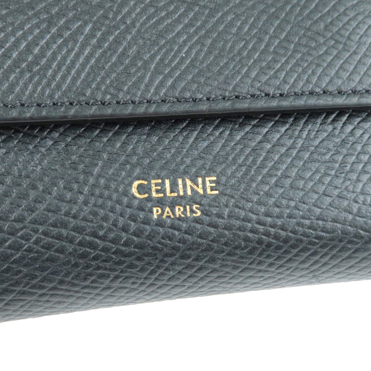 CELINE Leather Tri-Folded Wallet Small Wallet Black