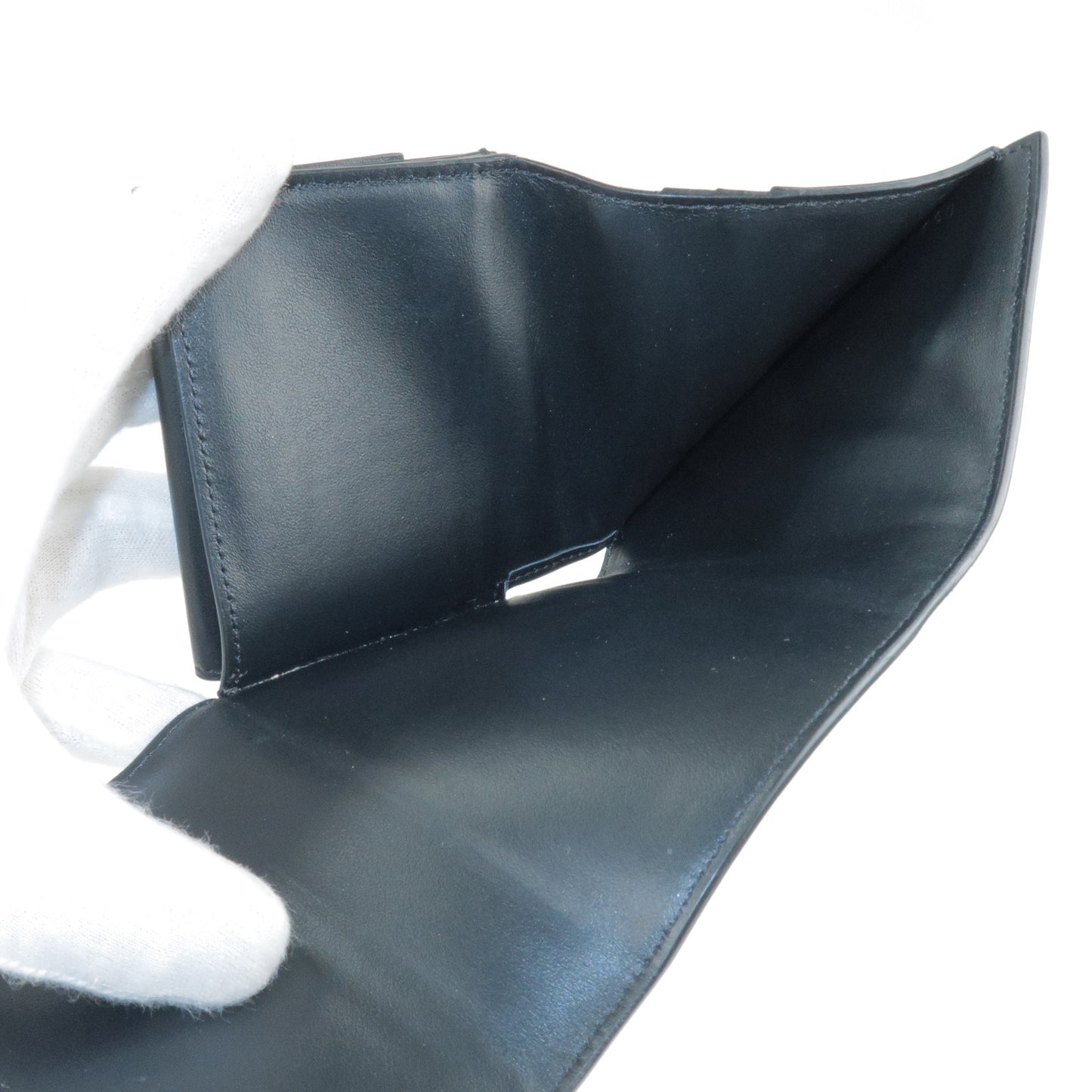 CELINE Leather Tri-Folded Wallet Small Wallet Black