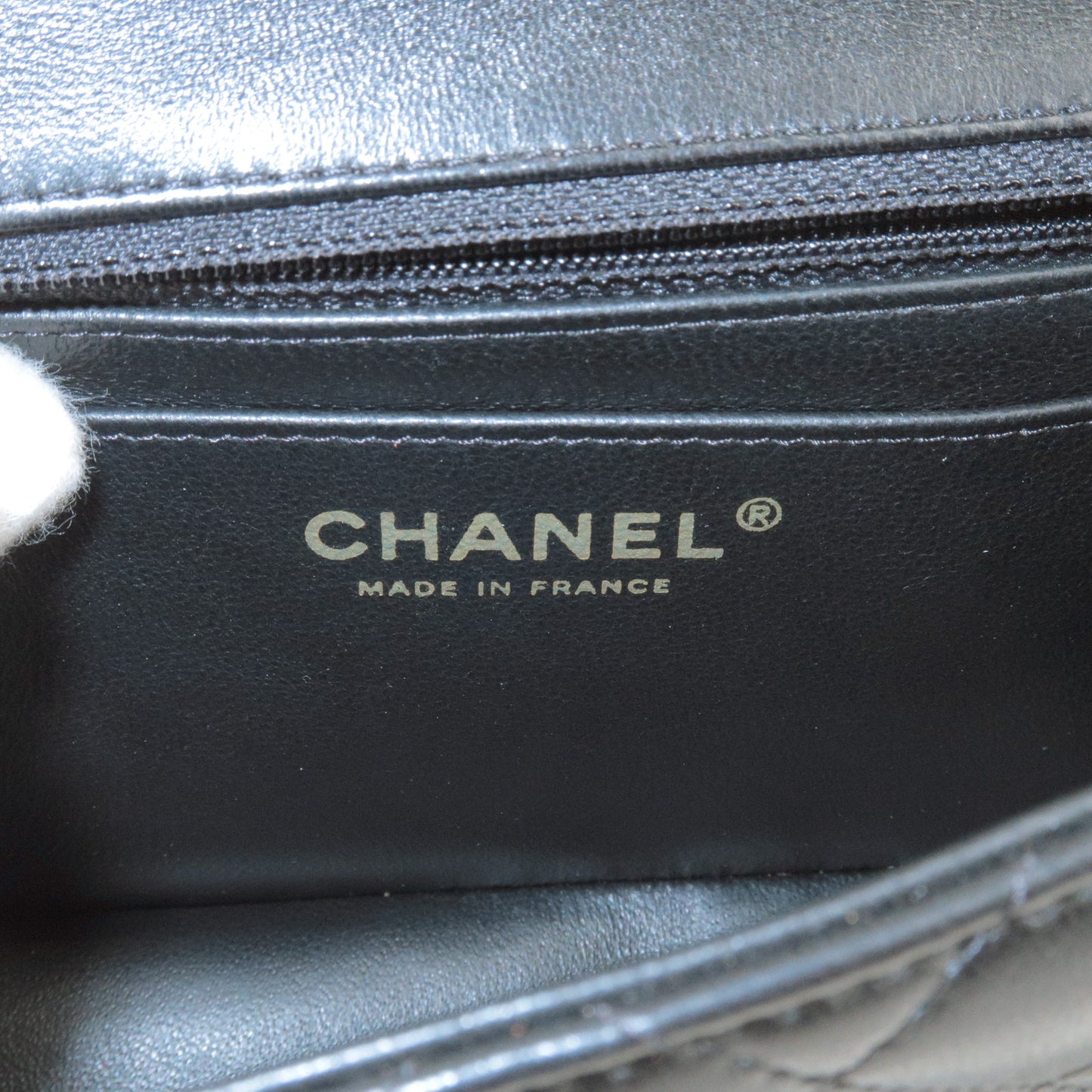 CHANEL Lamb Skin Mini Matelasse 17 Chain Shoulder Bag Black