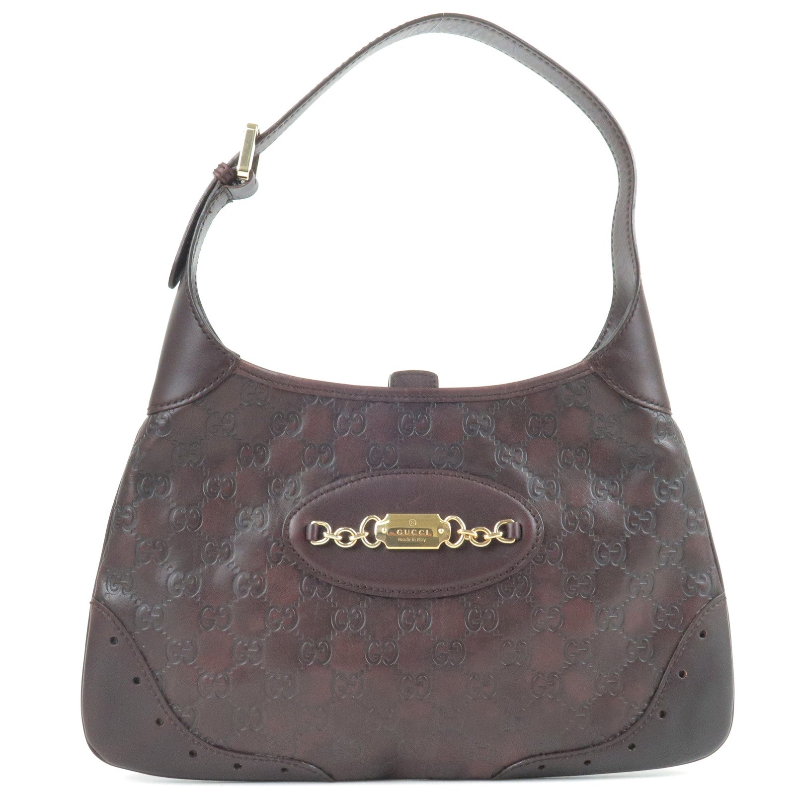 GUCCI-Guccissima-Leather-Shoulder-Bag-Dark-Brown-145778