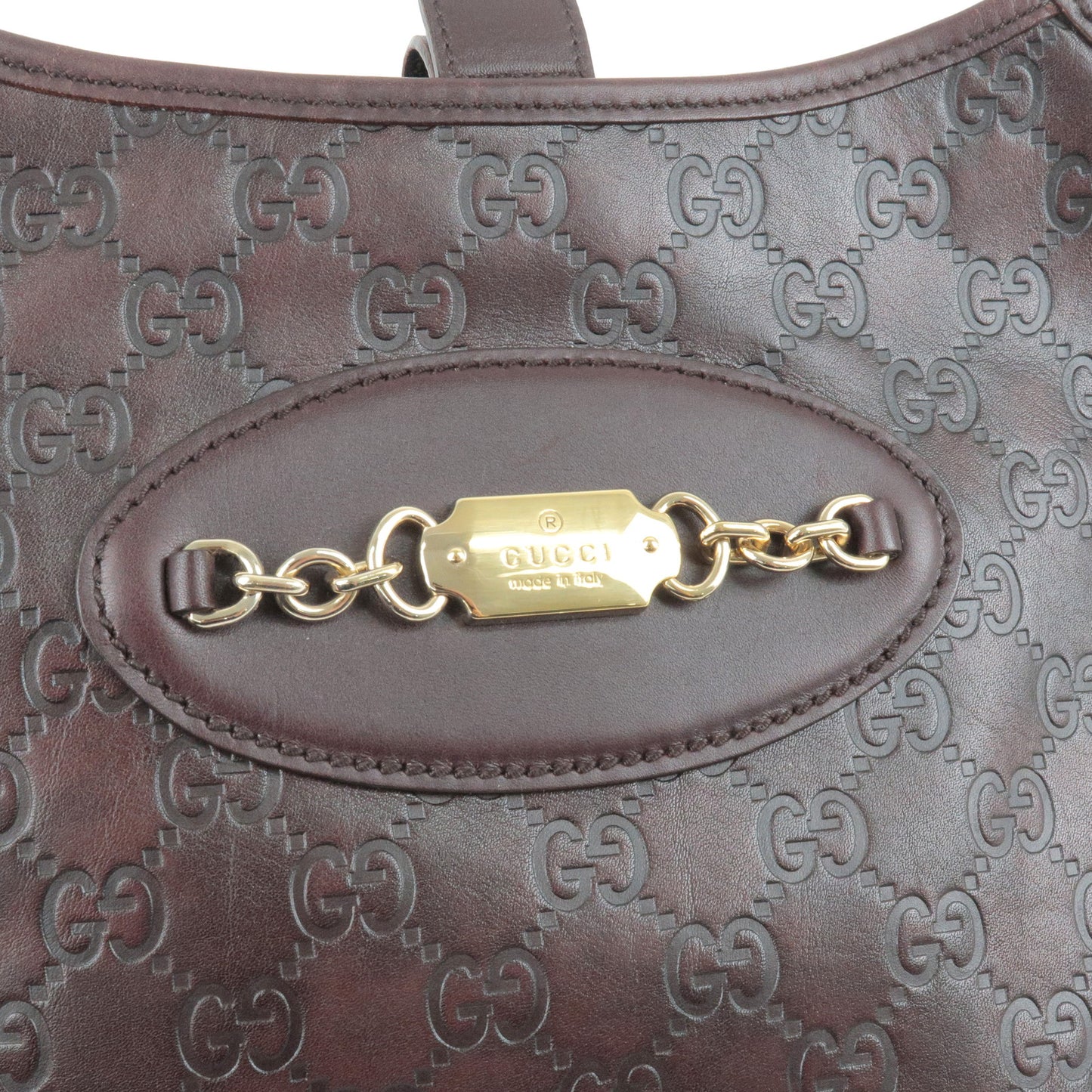 GUCCI Guccissima Leather Shoulder Bag Dark Brown 145778