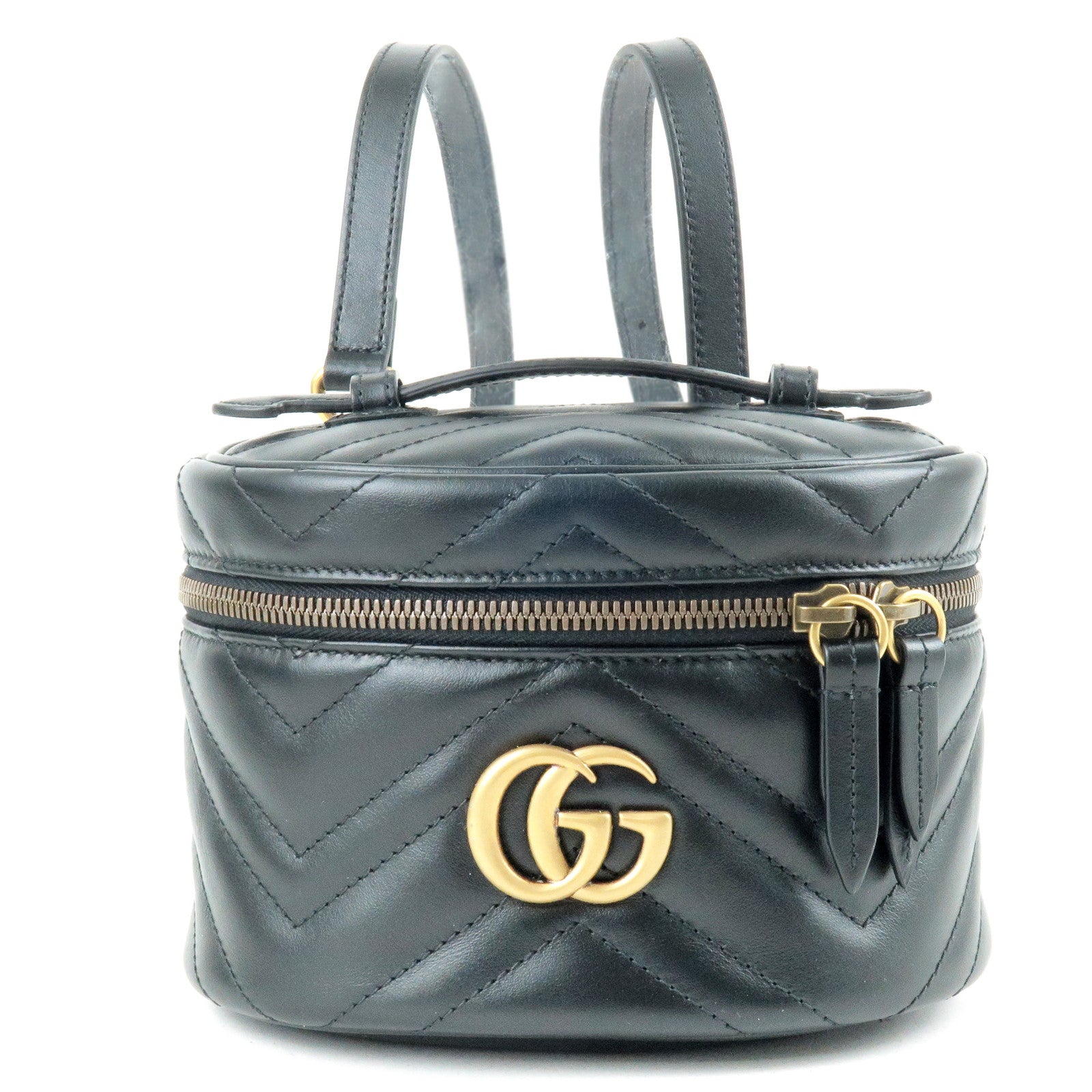 GUCCI-GG-Marmont-Leather-Back-Pack-Ruck-Sack-Black-598594