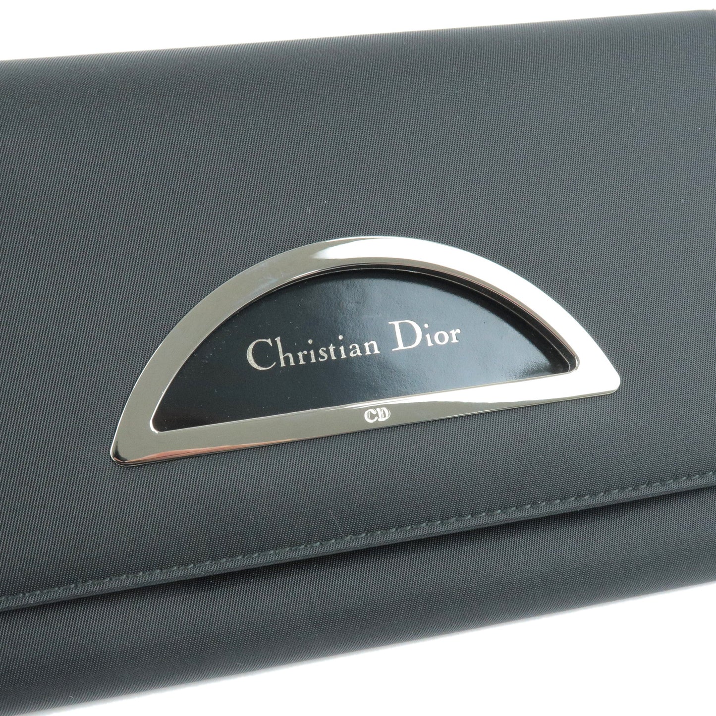 Christian Dior Maris Pearl Nylon Enamel Bifold Wallet Black