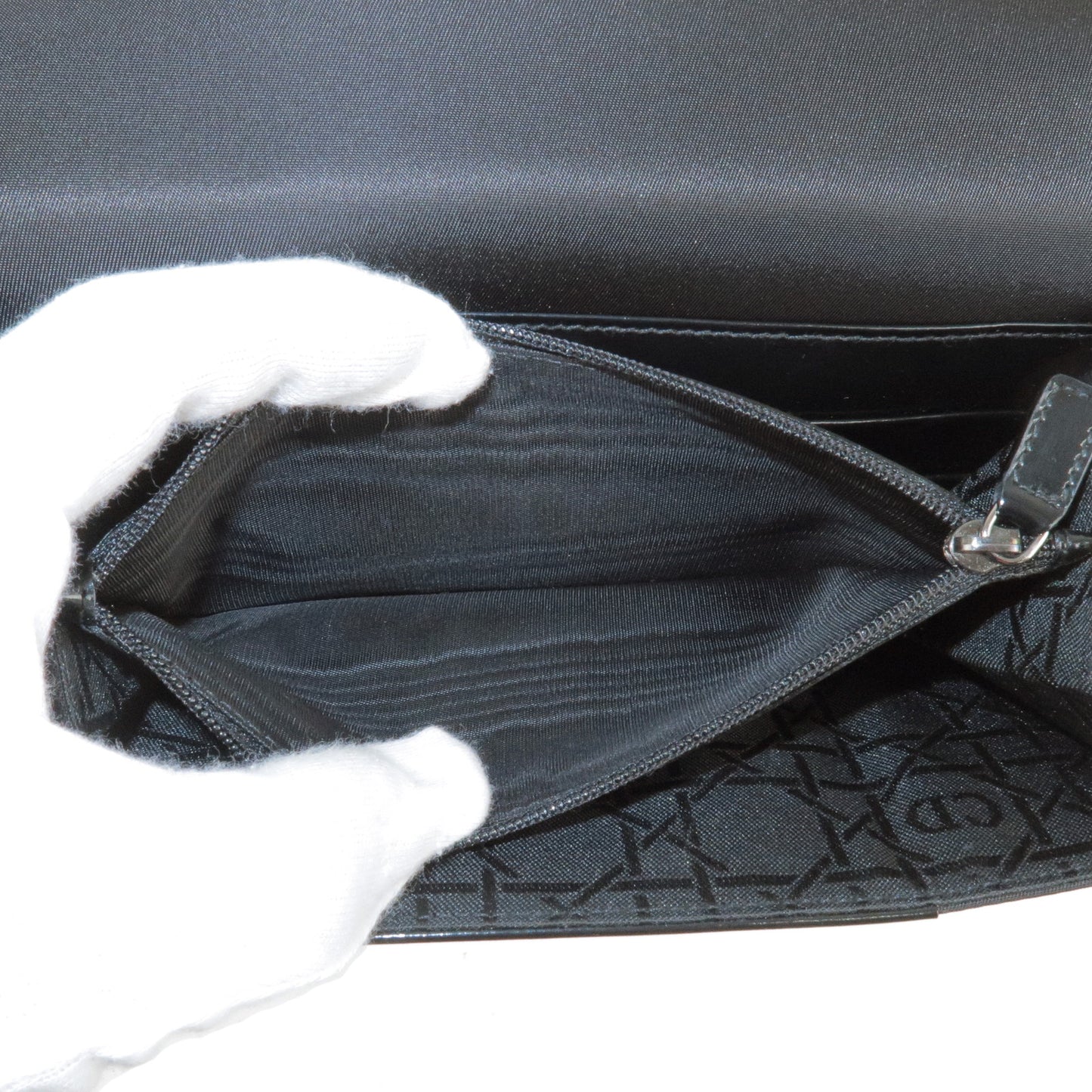 Christian Dior Maris Pearl Nylon Enamel Bifold Wallet Black