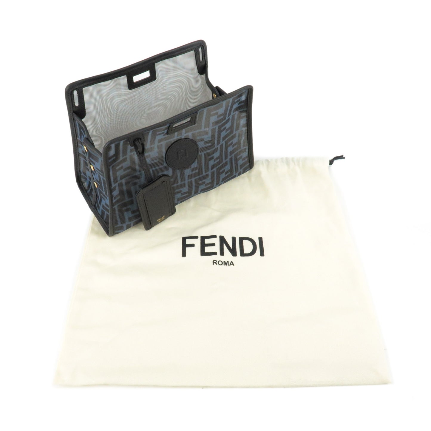 FENDI Zucca Mesh Leather Small Peekaboo Defender Bag Cover 7AR717