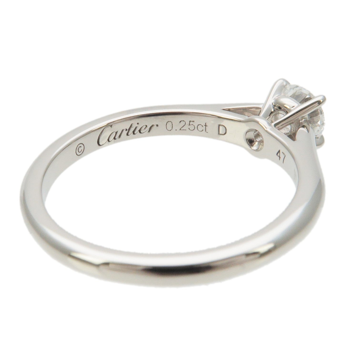 Cartier Solitaire Diamond Ring 0.25ct Platinum #47 US4 EU47