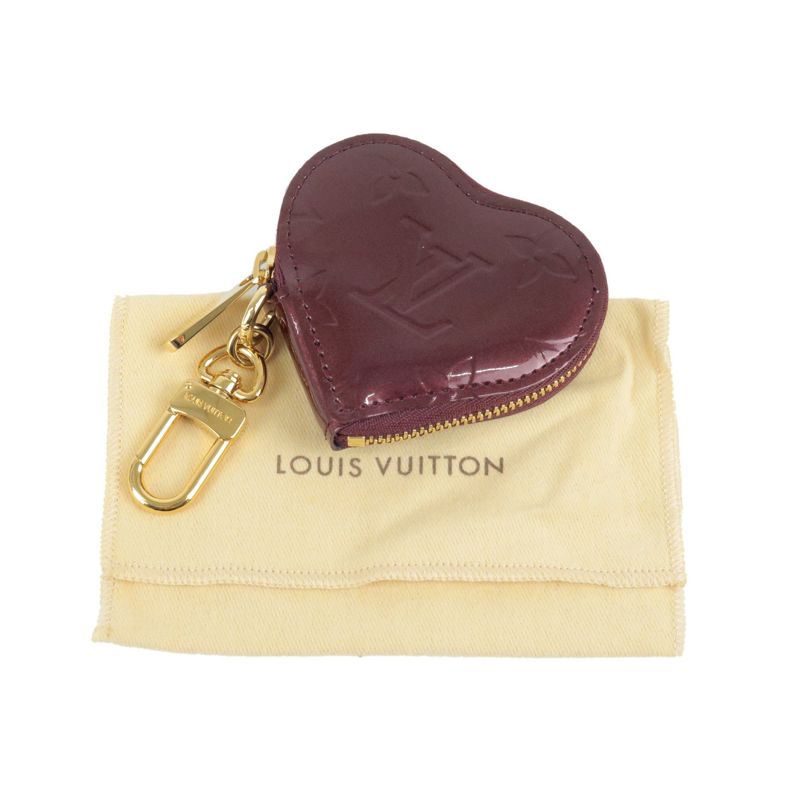 Louis Vuitton Red Vernis Leather Heart Wristlet Coin Pouch