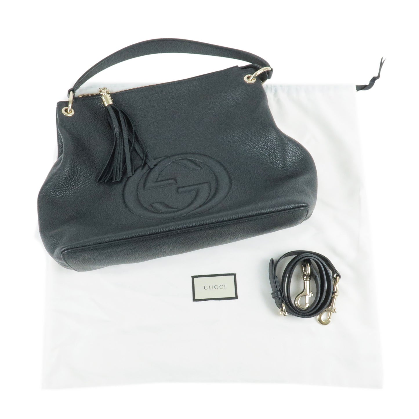 GUCCI SOHO Leather Shoulder Bag 2Way Bag Black 536194