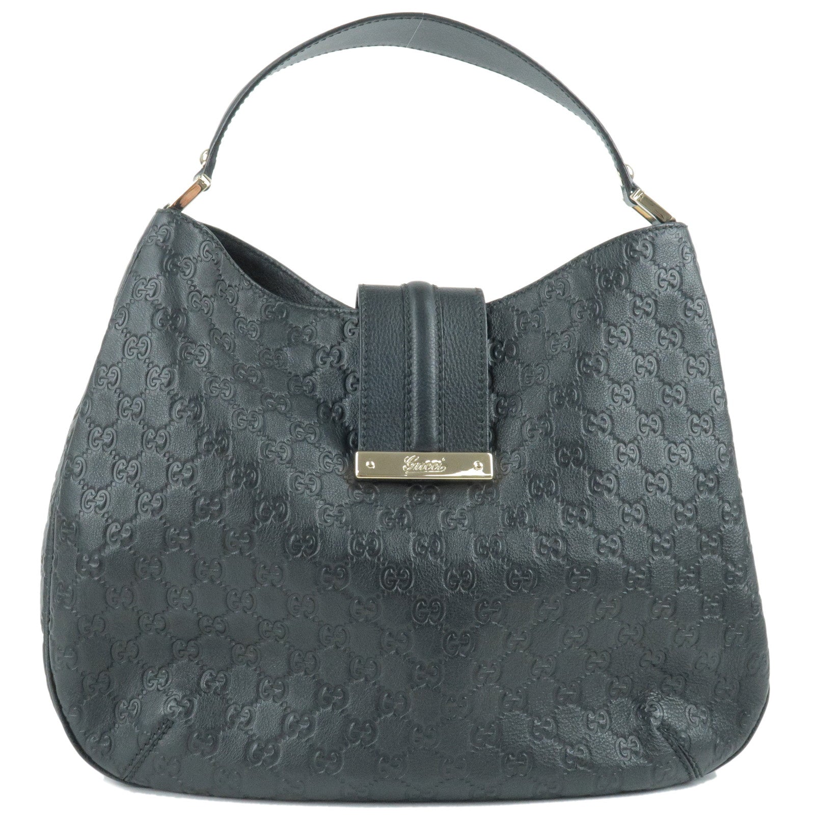 GUCCI-Guccissima-Leather-Shoulder-Bag-Hand-Bag-Black-233604