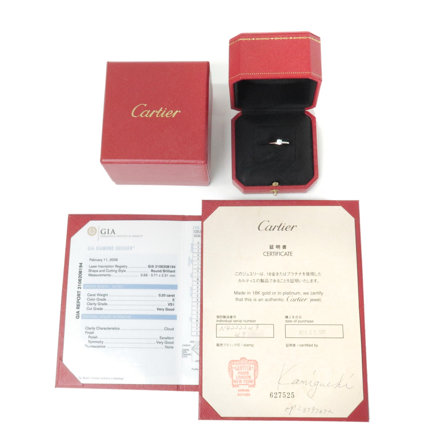 Cartier Solitaire Diamond Ring 0.20ct Platinum US4.5-5 EU49