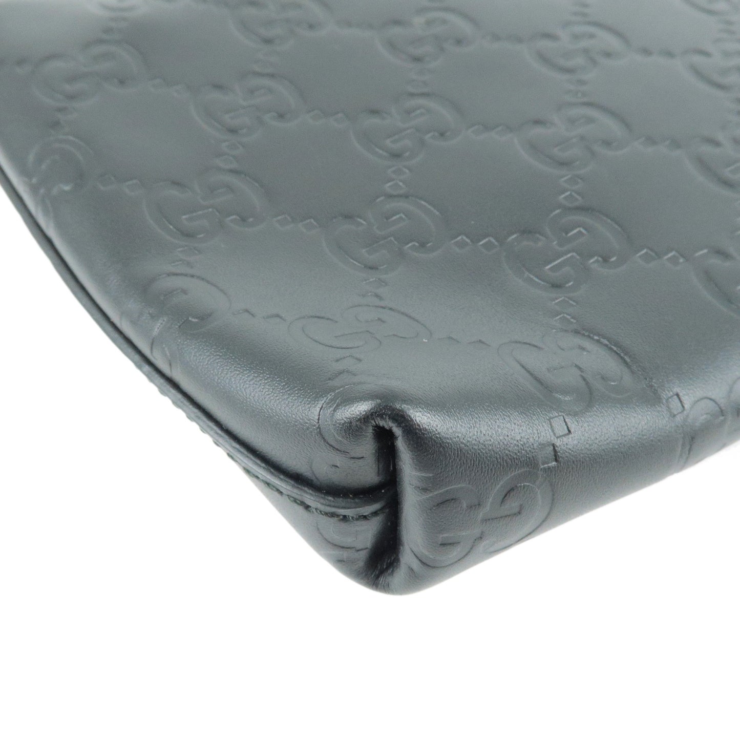 GUCCI Guccissima Leather Hand Bag Pouch Black 428449