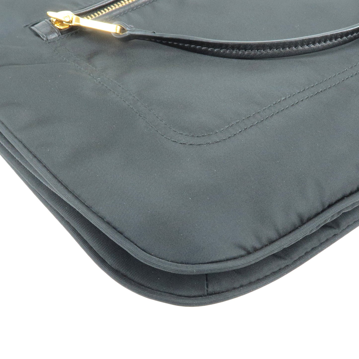 PRADA Logo Nylon Leather Shoulder Bag NERO Black BT0711