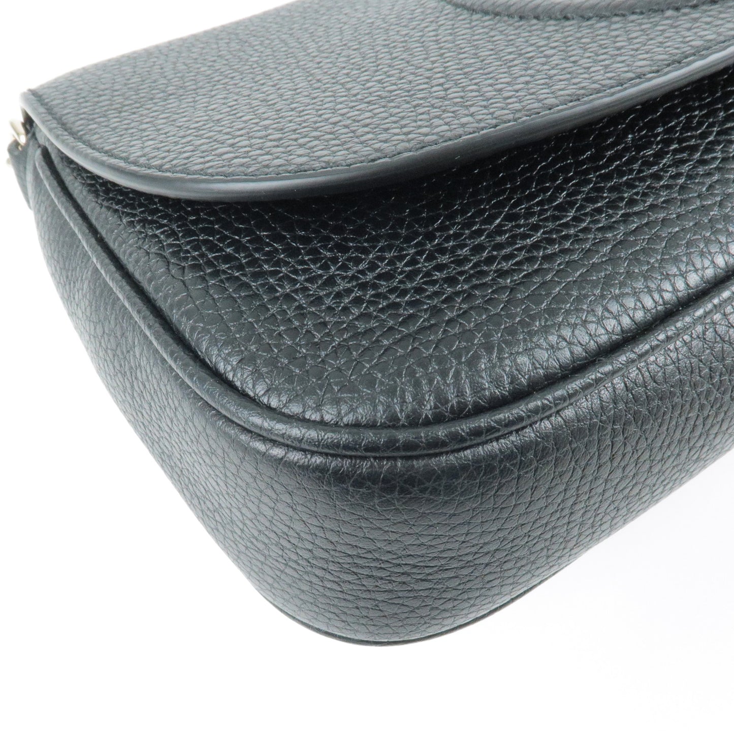 GUCCI SOHO Logo Leather Chain Shoulder Bag Black 536224