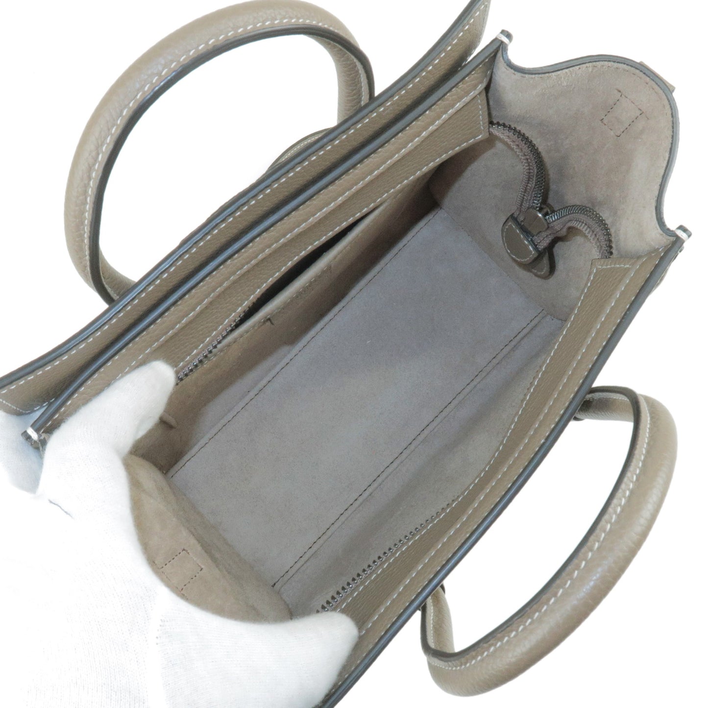 CELINE Leather Luggage Nano Shopper Hand Bag Souris 168243