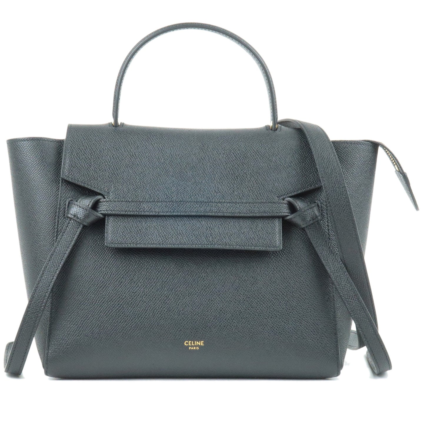 CELINE-Leather-Micro-Belt-Bag-2Way-Shoulder-Bag-Black-189153