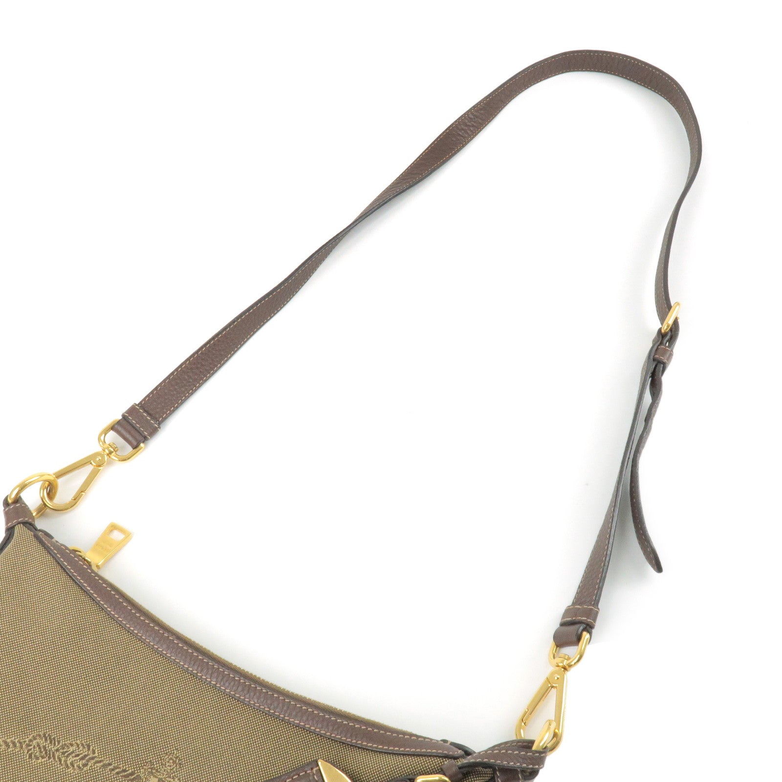 Prada shoulder bag Crossbody Bag logo Canvas jacquard beige brown