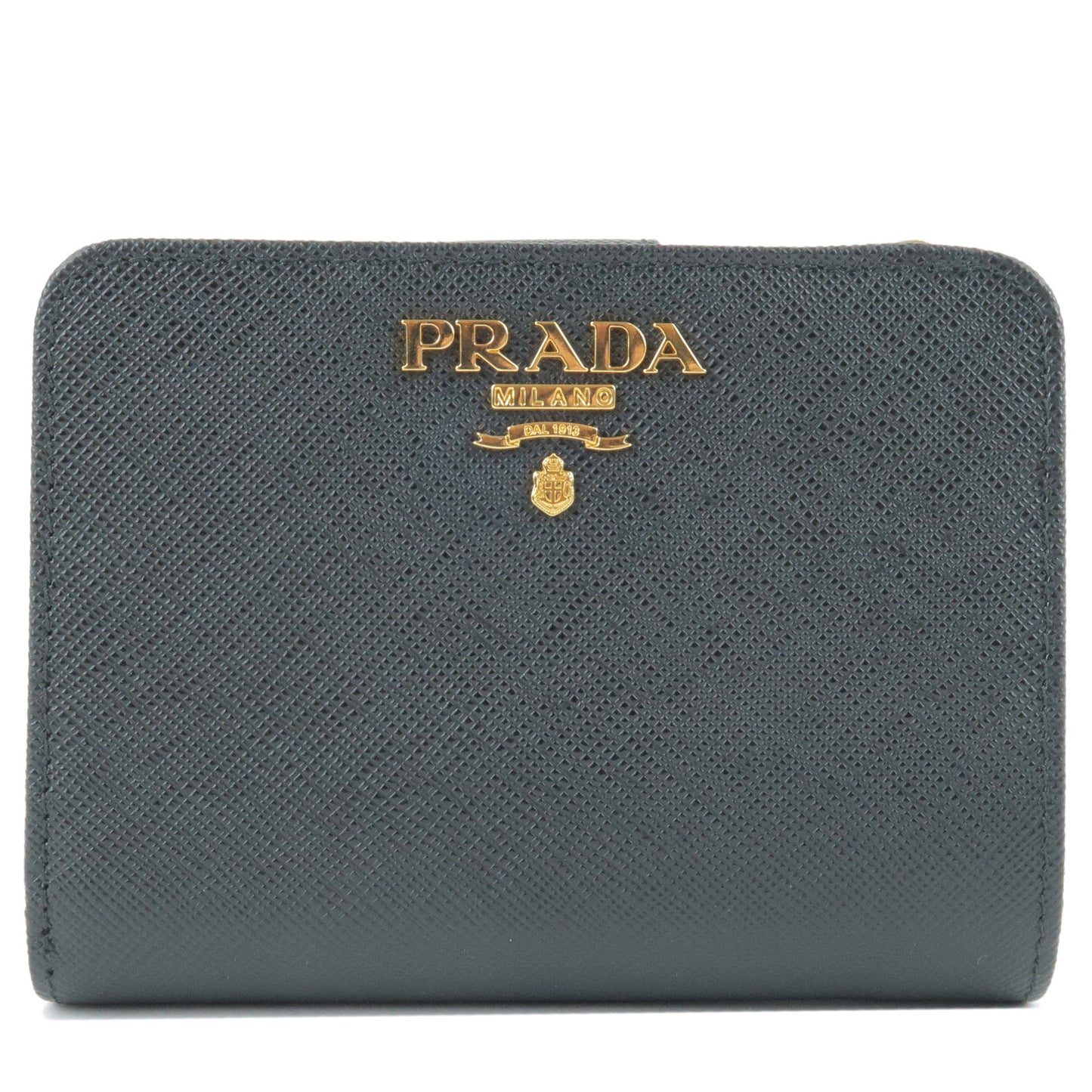 PRADA-Logo-Leather-Bi-Fold-Wallet-Small-Wallet-Black-1ML018