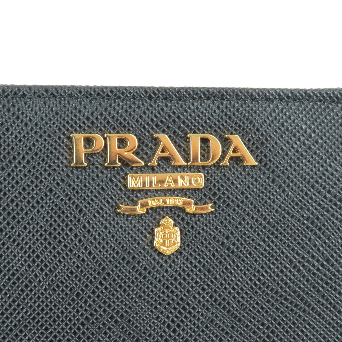 PRADA Logo Leather Bi Fold Wallet Small Wallet Black 1ML018