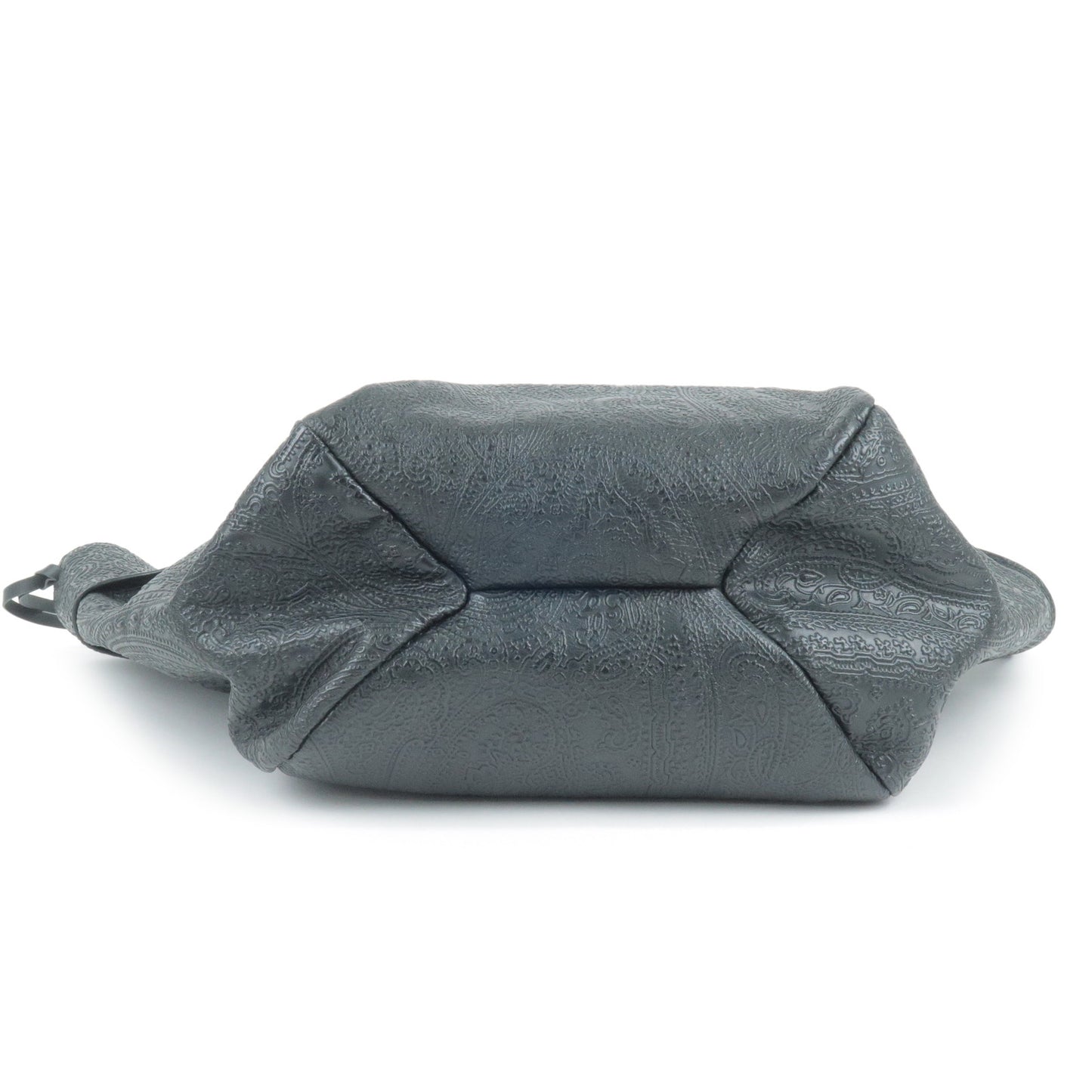 ETRO Leather Paisley Embossed Tote Bag Shoulder Bag Black