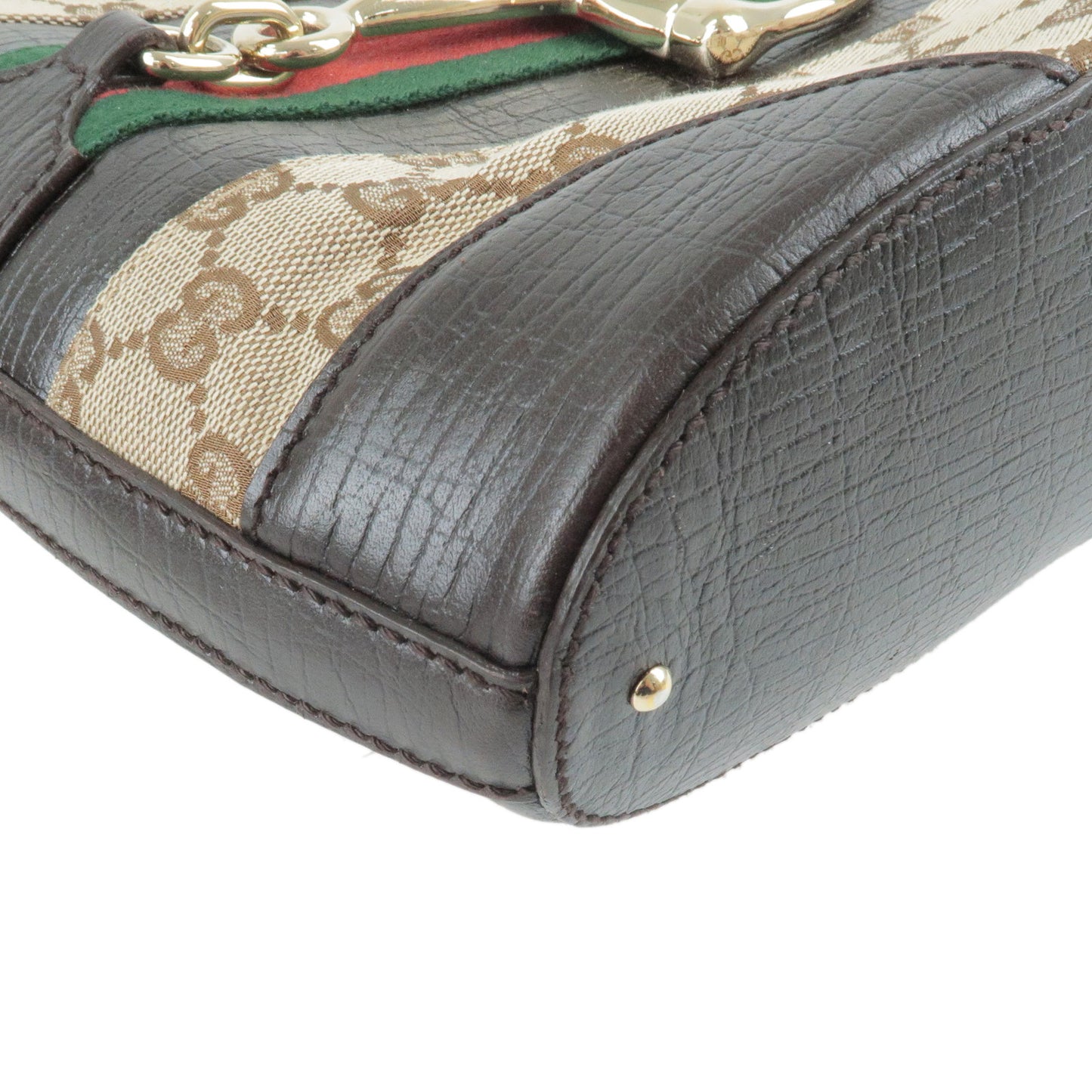 GUCCI Horsebit Sherry GG Canvas Leather Shoulder Bag 137387