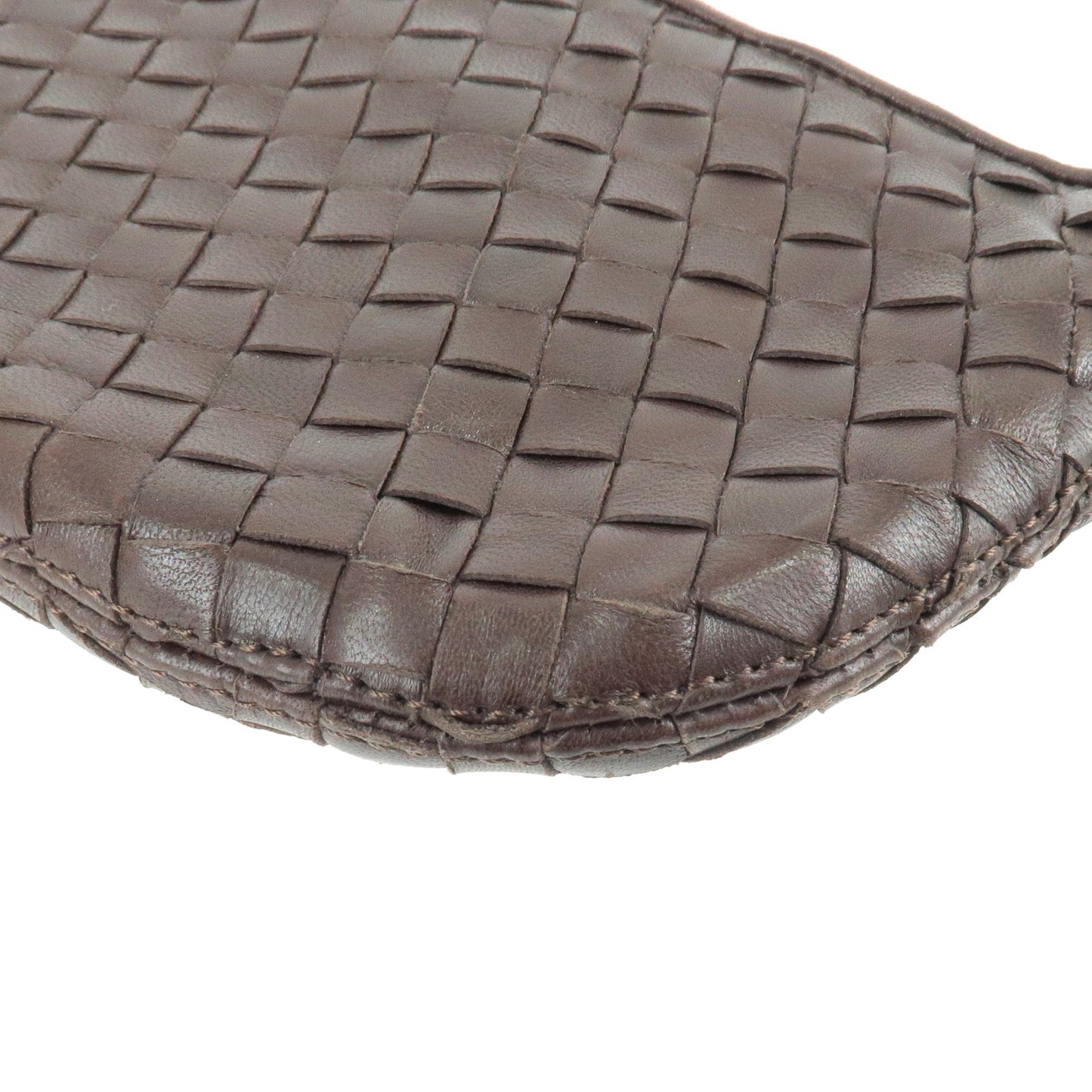 BOTTEGA VENETA Intrecciato Leather Shoulder Pouch Bag Brown