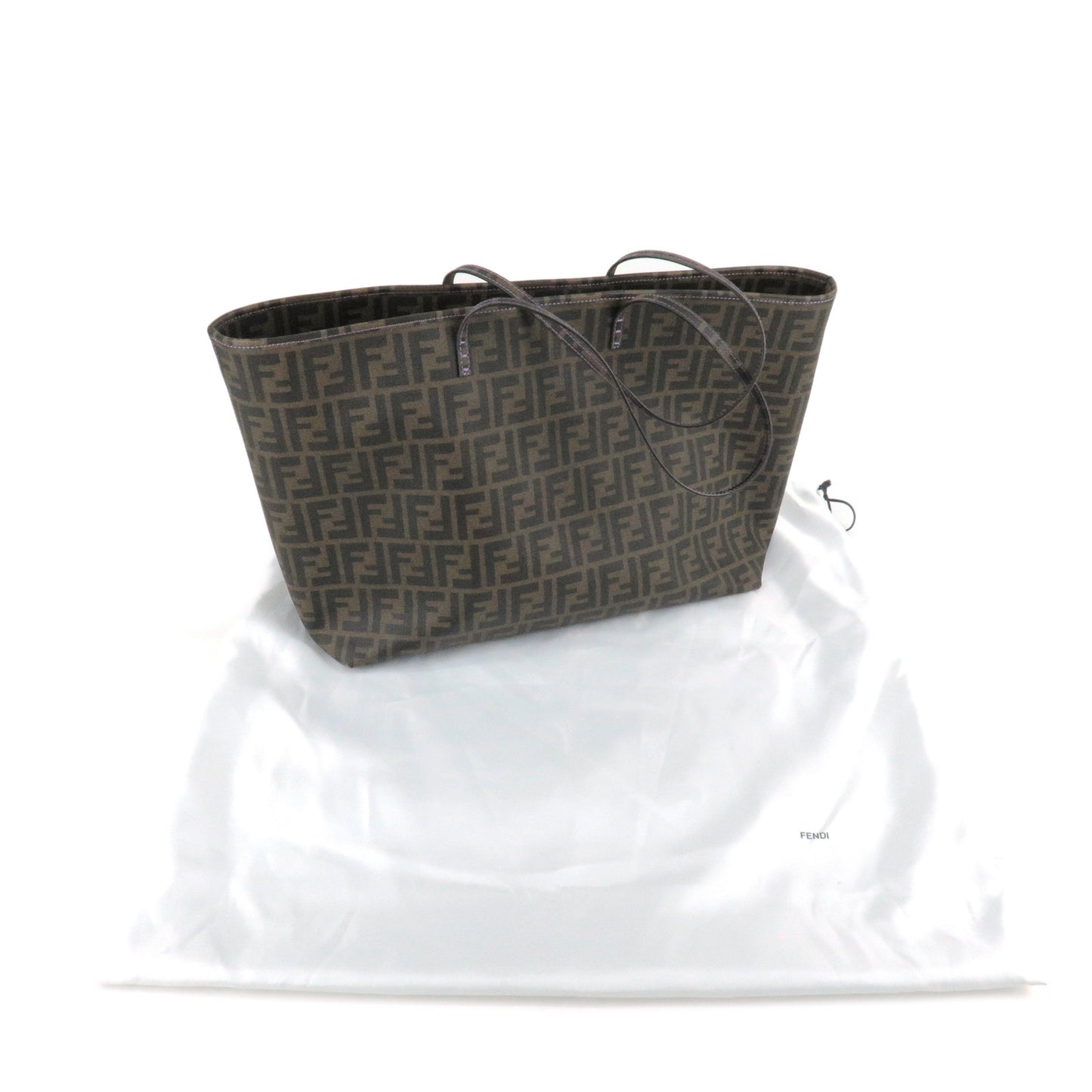 FENDI Zucca Print PVC Tote Bag Shoulder Bag Khaki Black 8BH199