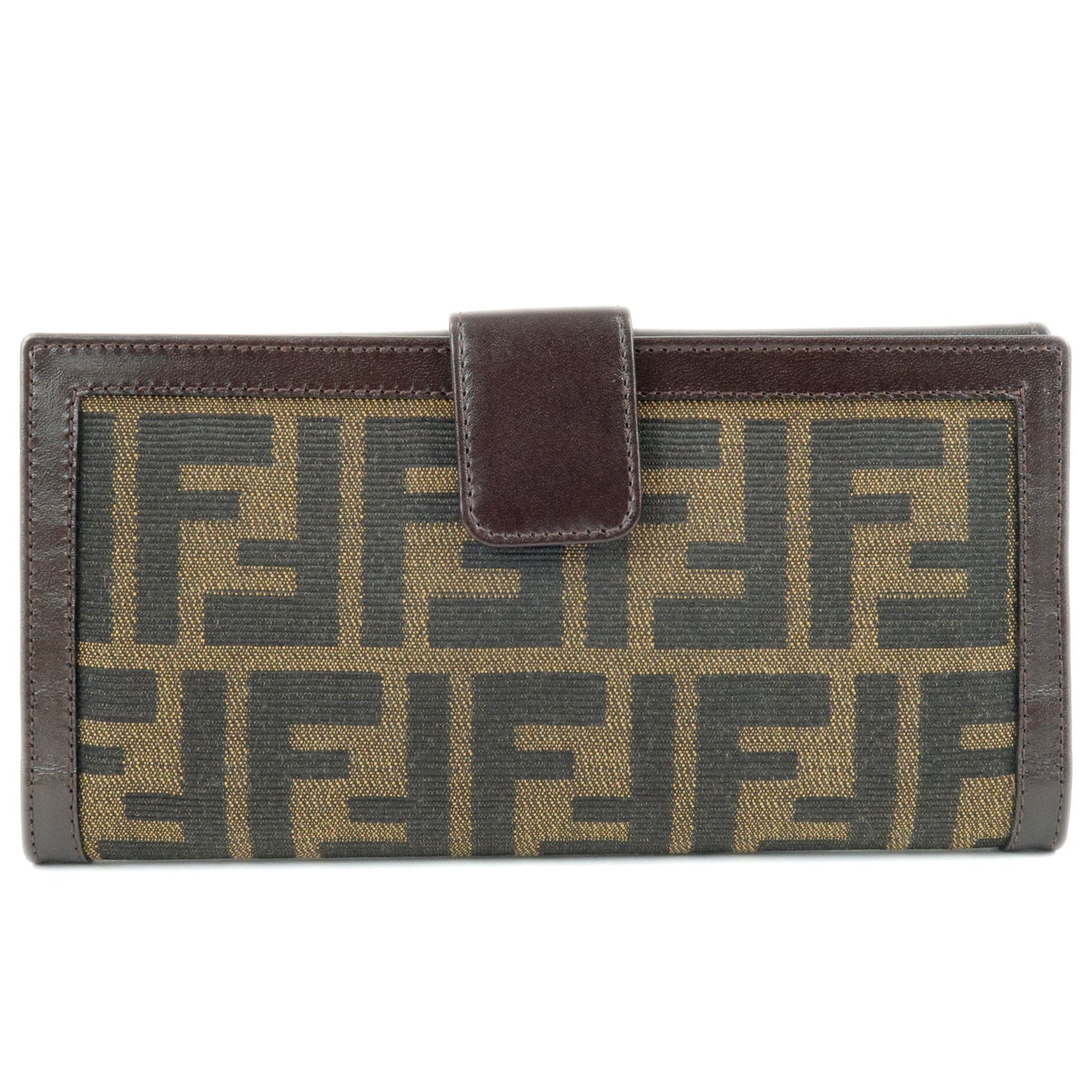 FENDI-Zucca-Canvas-Leather-Bi-Fold-Long-Wallet-Brown-Khaki-01339