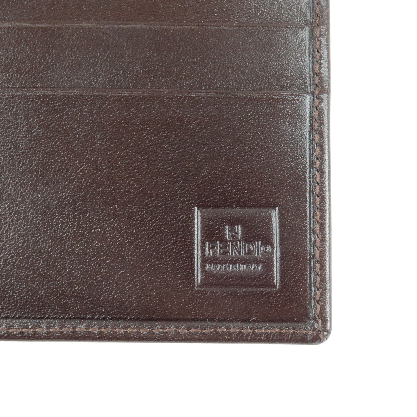 FENDI Zucca Canvas Leather Bi Fold Long Wallet Brown Khaki 01339