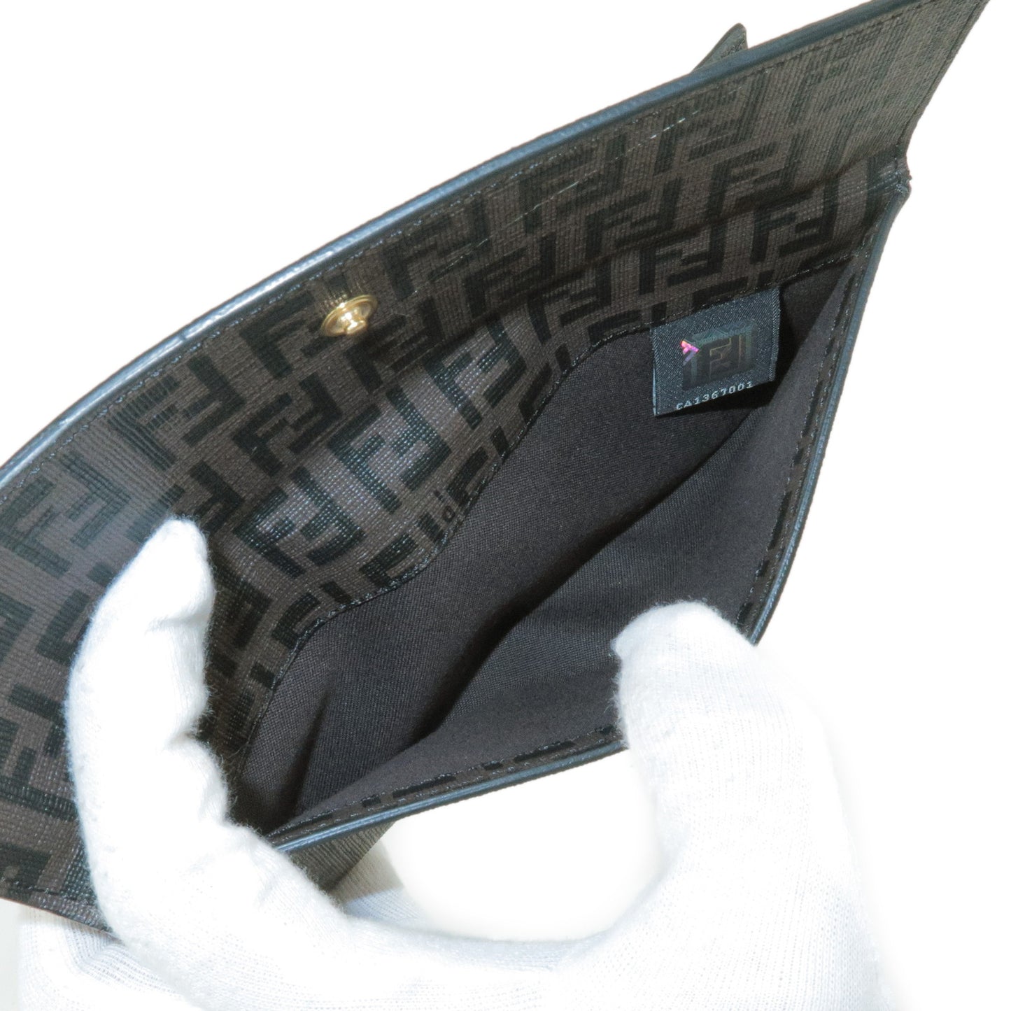 FENDI Zucchino Print PVC Bi-Fold Long wallet Brown Black 8M0032
